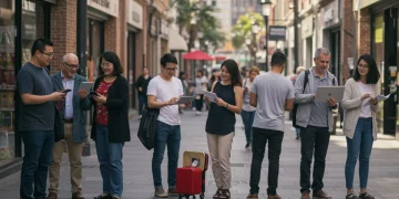 Diverse consumers engaging with local businesses and digital platforms in 2025.