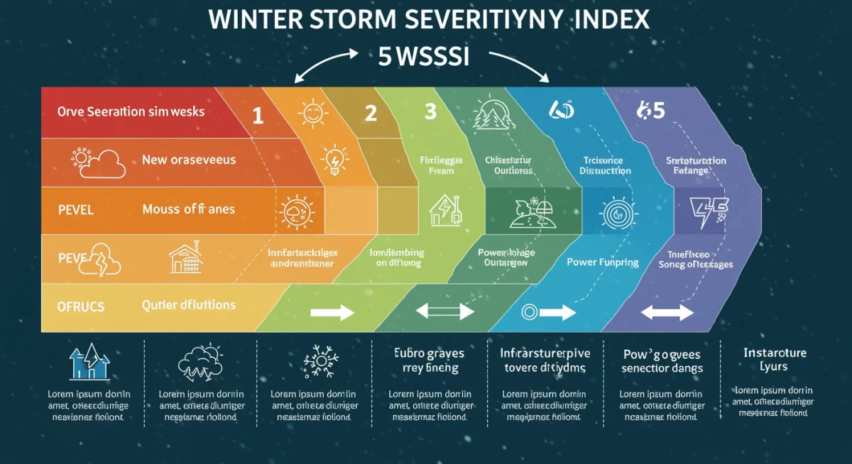 Infographic explaining the 5-point Winter Storm Severity Index scale and its impacts