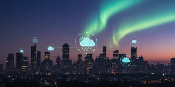 Advanced digital weather alert system interface showing real-time data