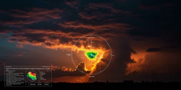Advanced radar display showing a tornado path with an increased warning lead time