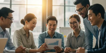 2025 Local Business Grants: Unlock $10K-$50K Non-Dilutive Funding Small business owners discussing grant opportunities in a co-working space