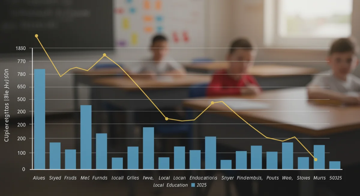 Data charts illustrating a projected decrease in federal education funding for local schools in 2025.