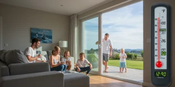 Family staying cool indoors during extreme heat warning