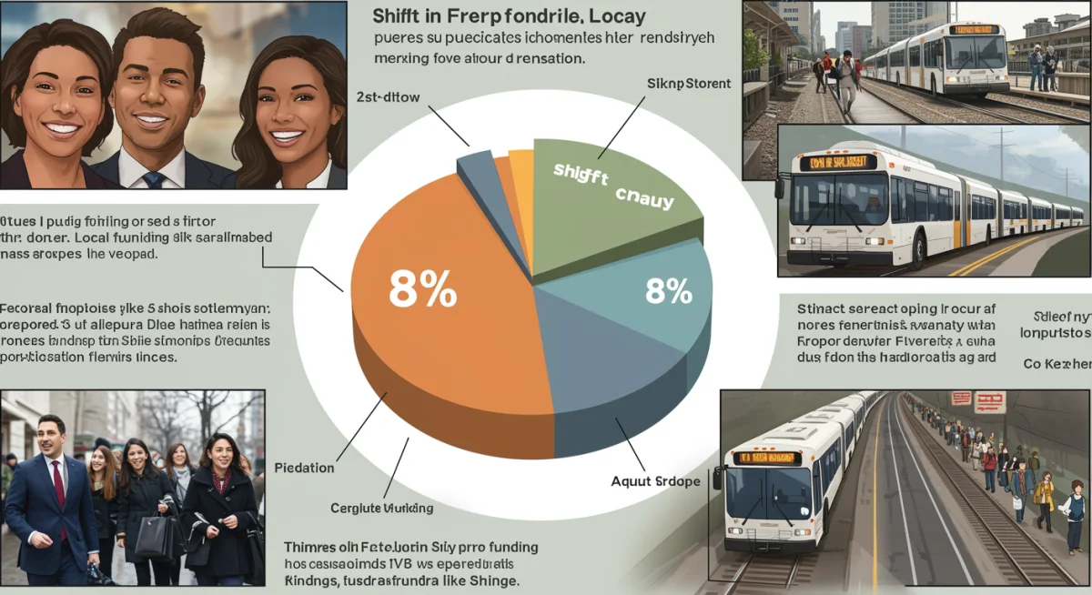 Infographic illustrating 8% federal funding shift in public transit
