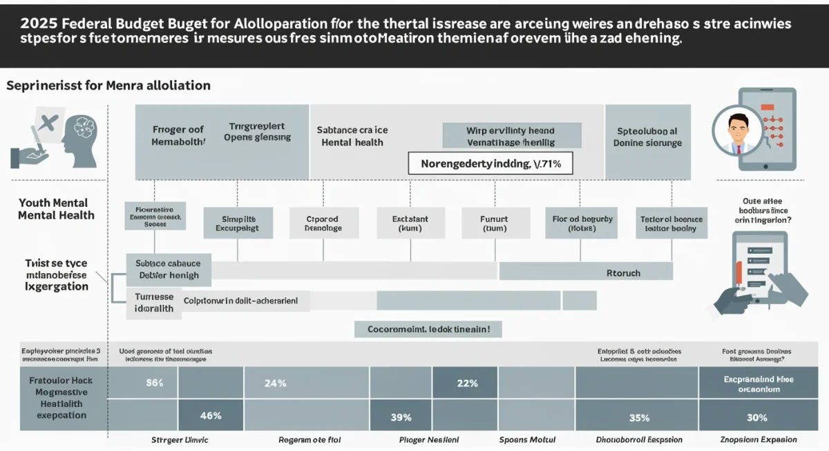 Infographic detailing 2025 federal budget allocation for mental health services across various programs.