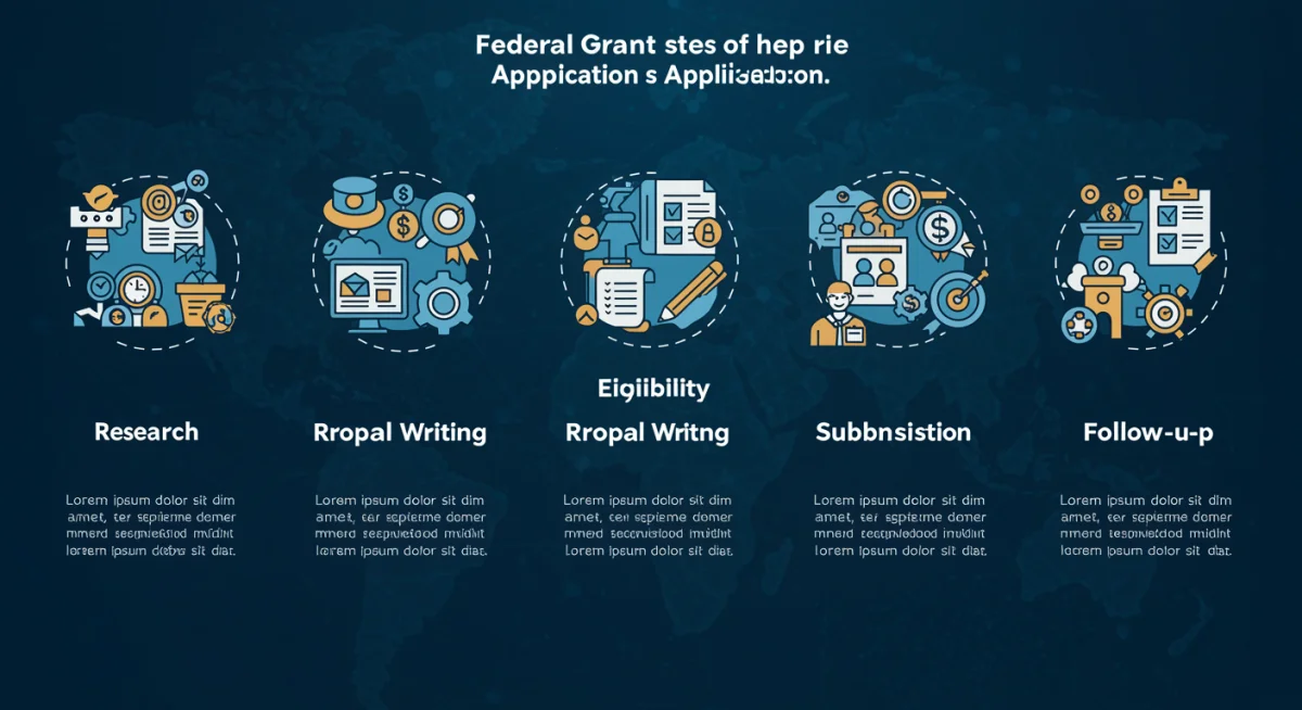 Infographic showing federal grant application process steps
