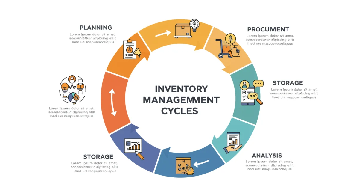 Infographic illustrating the cyclical process of effective inventory management
