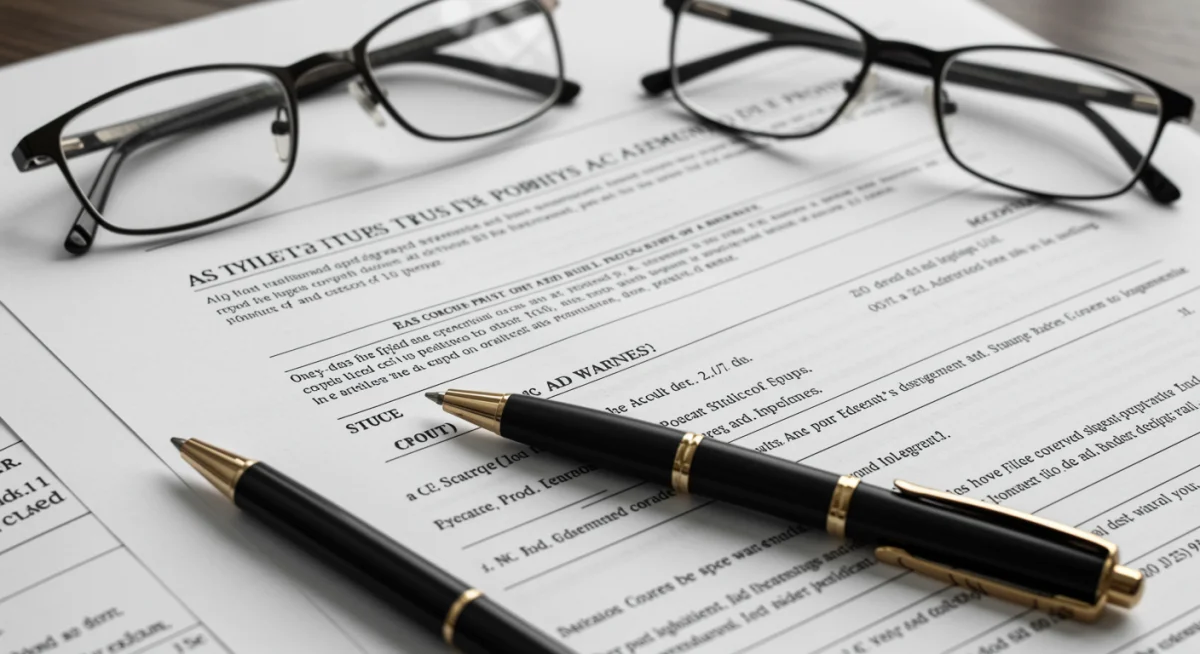 Close-up of legal documents for artist estate planning