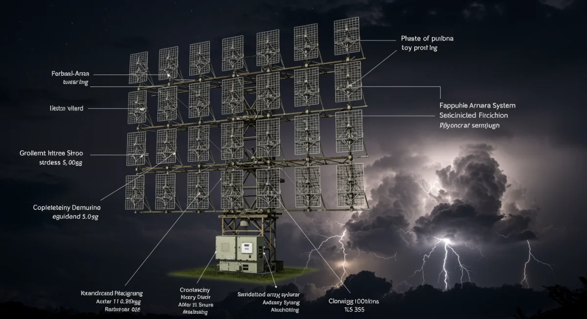 Phased-array radar system scanning for severe weather