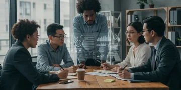 Small business leaders reviewing 2026 labor law updates on a screen