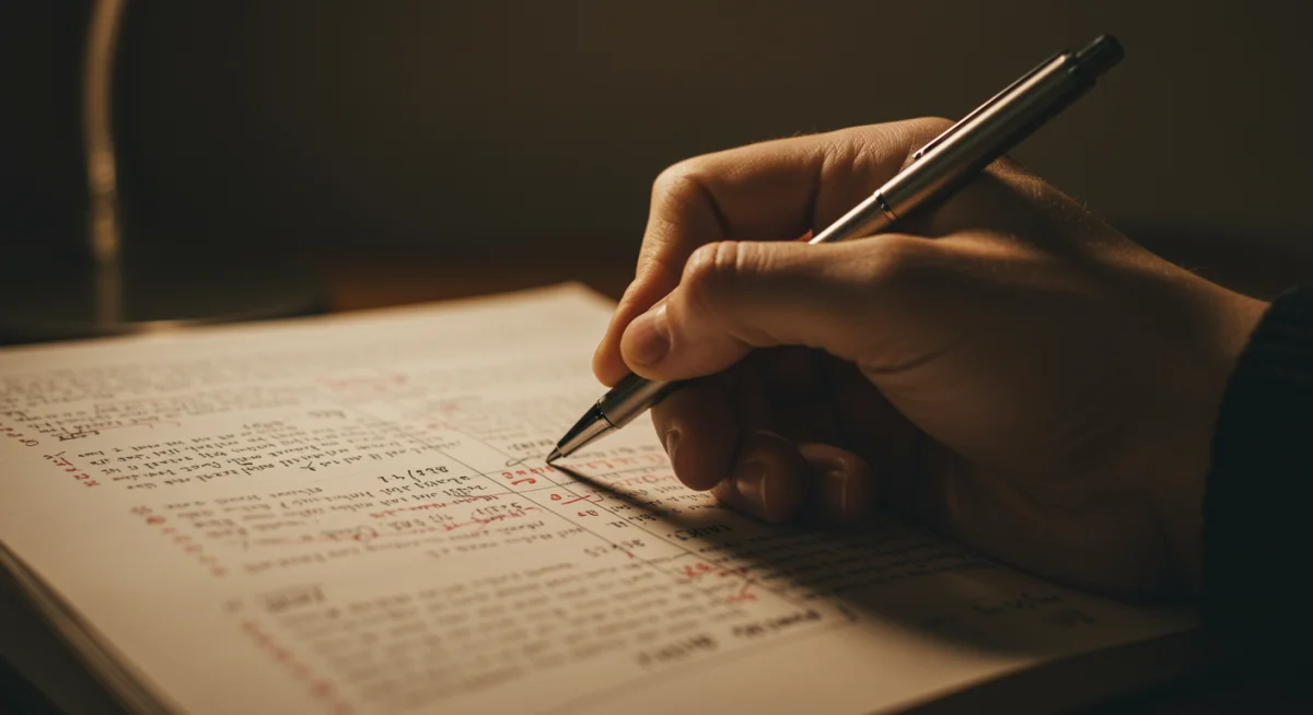 Author meticulously revising manuscript for publication